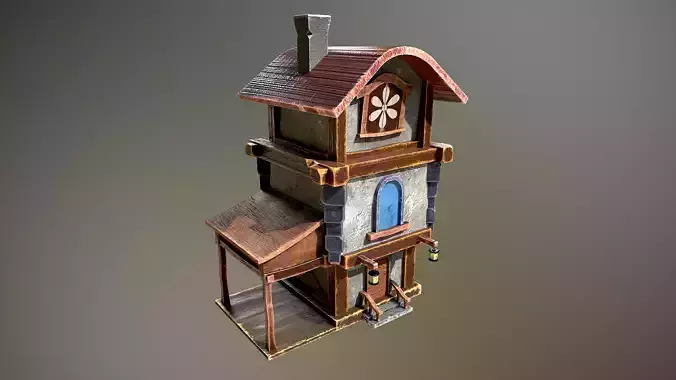 Medieval old vikings house Low-poly 3D model