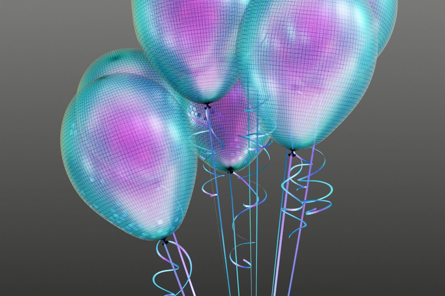 Pink party balloons 3D model_14