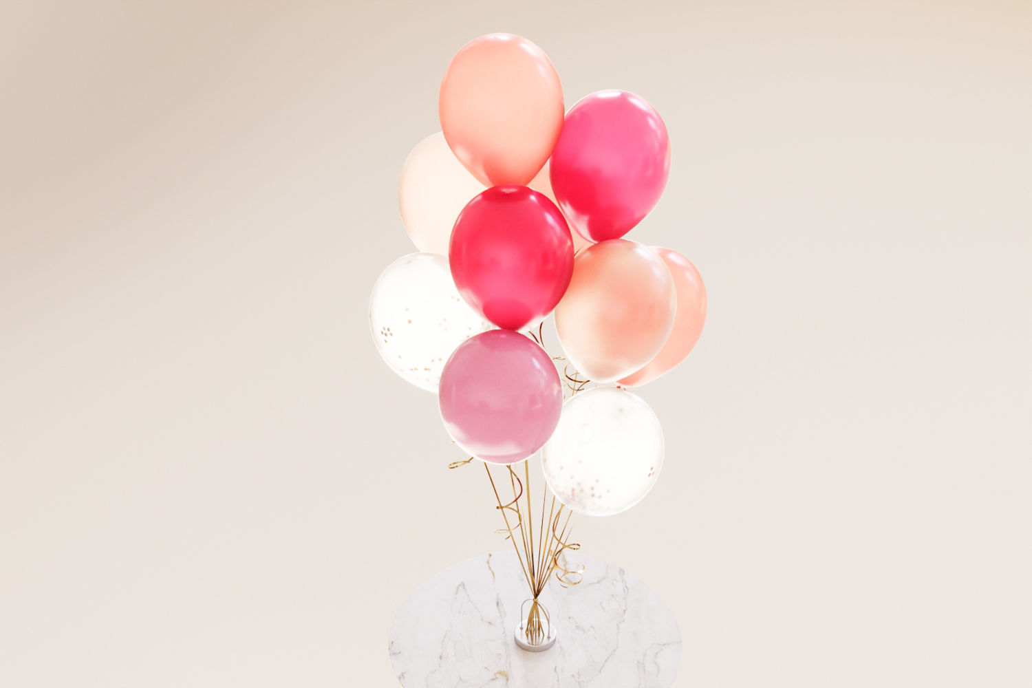 Pink party balloons 3D model_1
