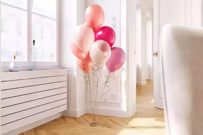 Pink party balloons 3D model