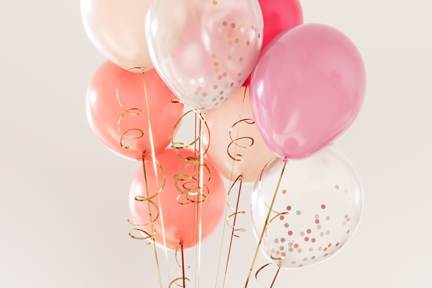 Pink party balloons 3D model_8