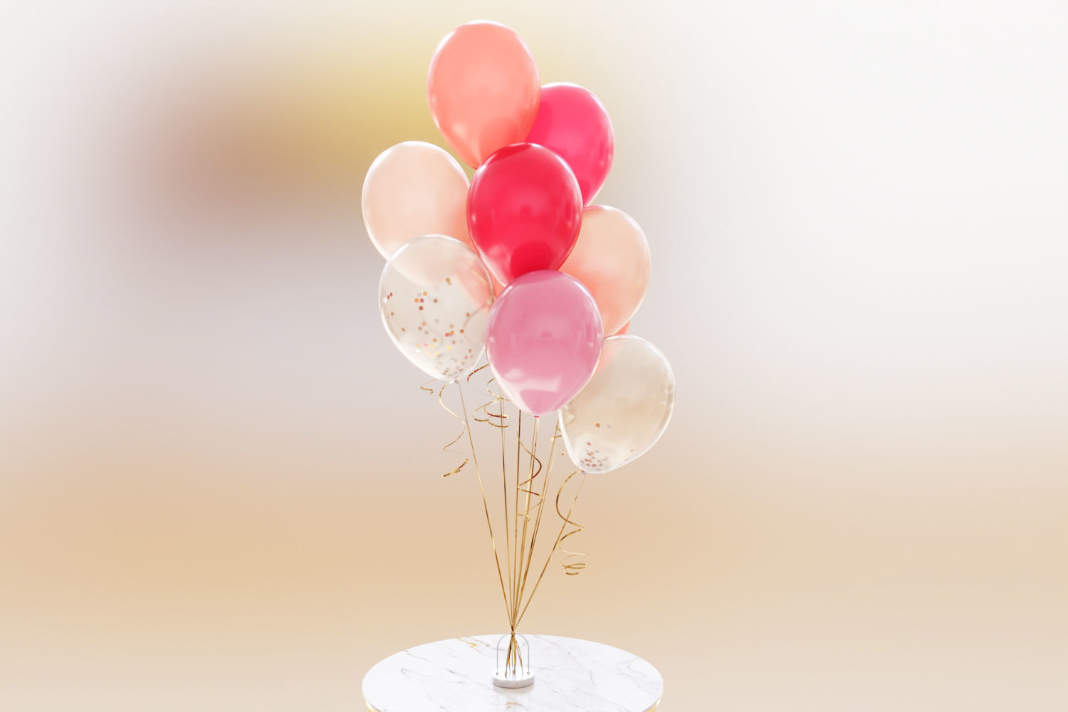 Pink party balloons 3D model_7