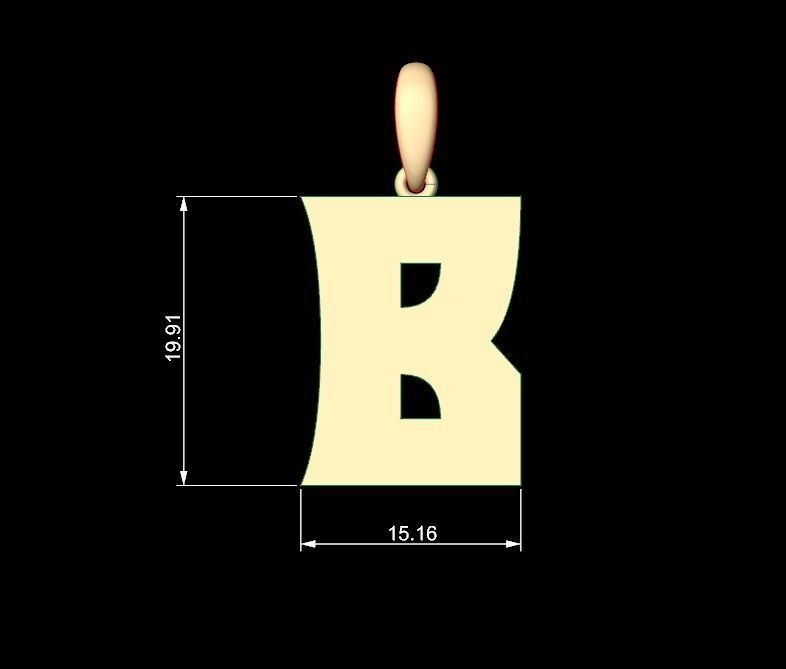 Initial Letters Pendant Halloween Hex B 3D print model_4