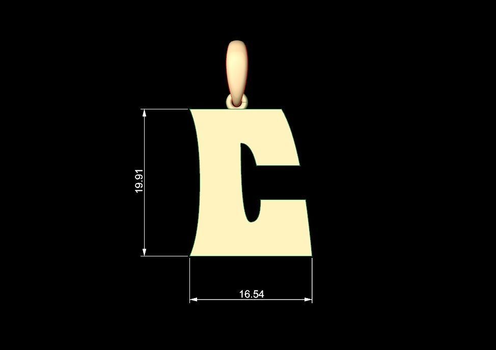 Initial Letters Pendant Halloween Hex C 3D print model_4