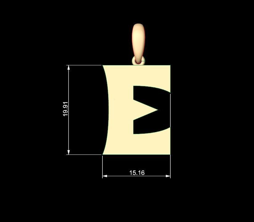 Initial Letters Pendant Halloween Hex E 3D print model_4