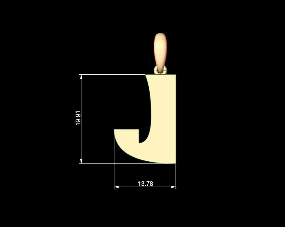 Initial Letters Pendant Halloween Hex J 3D print model_4