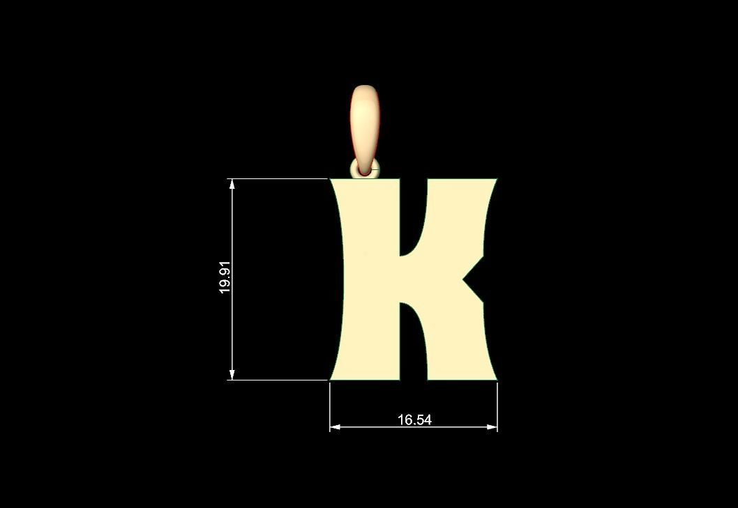 Initial Letters Pendant Halloween Hex K 3D print model_4