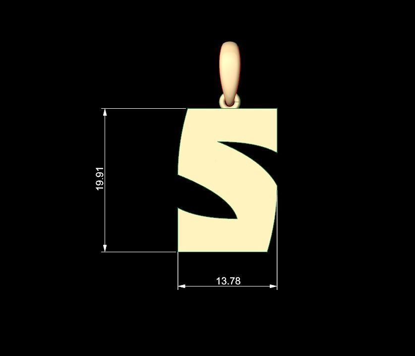 Initial Letters Pendant Halloween Hex S 3D print model_4