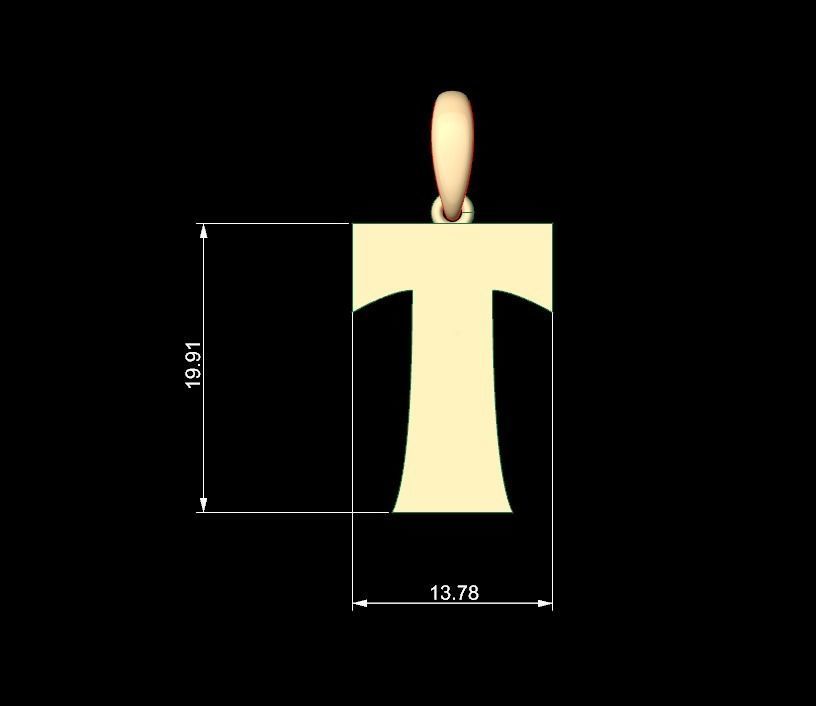 Initial Letters Pendant Halloween Hex T 3D print model_5