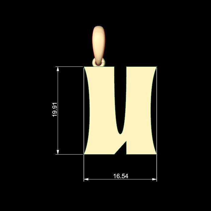 Initial Letters Pendant Halloween Hex U 3D print model_4