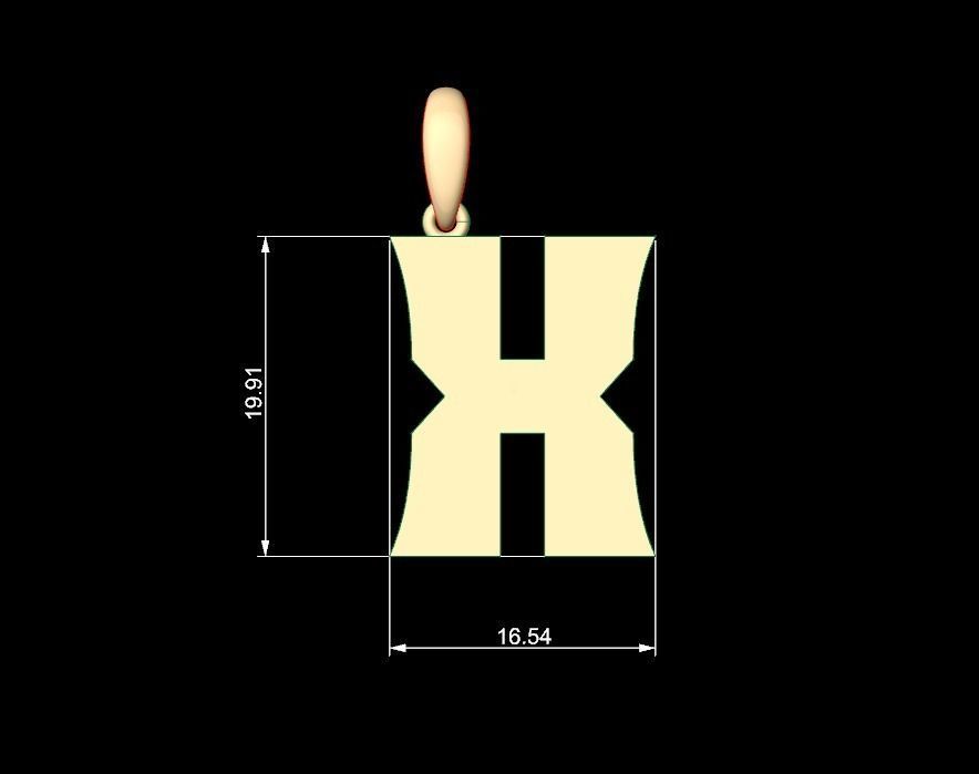 Initial Letters Pendant Halloween Hex X 3D print model_4