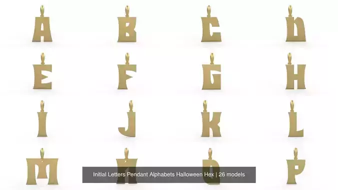 Initial Letters Pendant Alphabets Halloween Hex 3D Model Collection