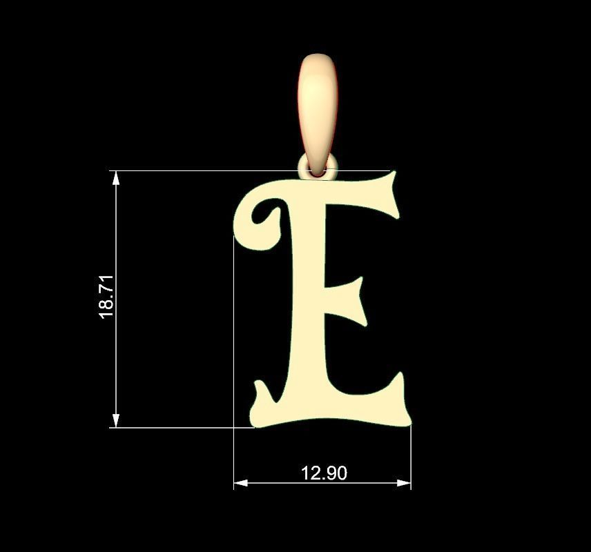 Initial Letters Pendant HalloWitch E 3D print model_4
