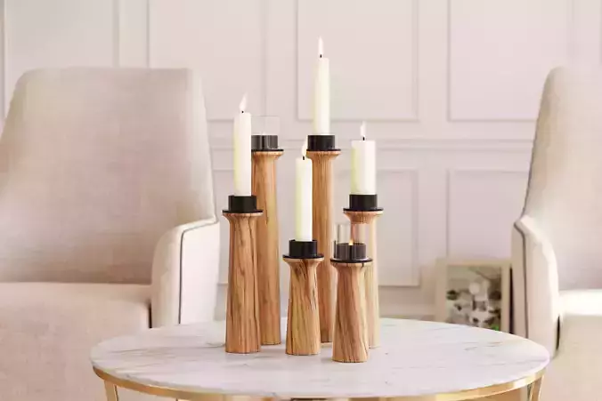 Wooden candle holders 3D model
