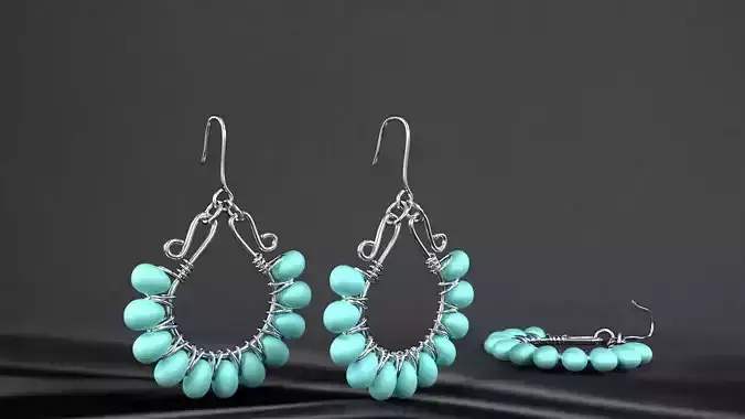 earrings pair of with turquoise beads