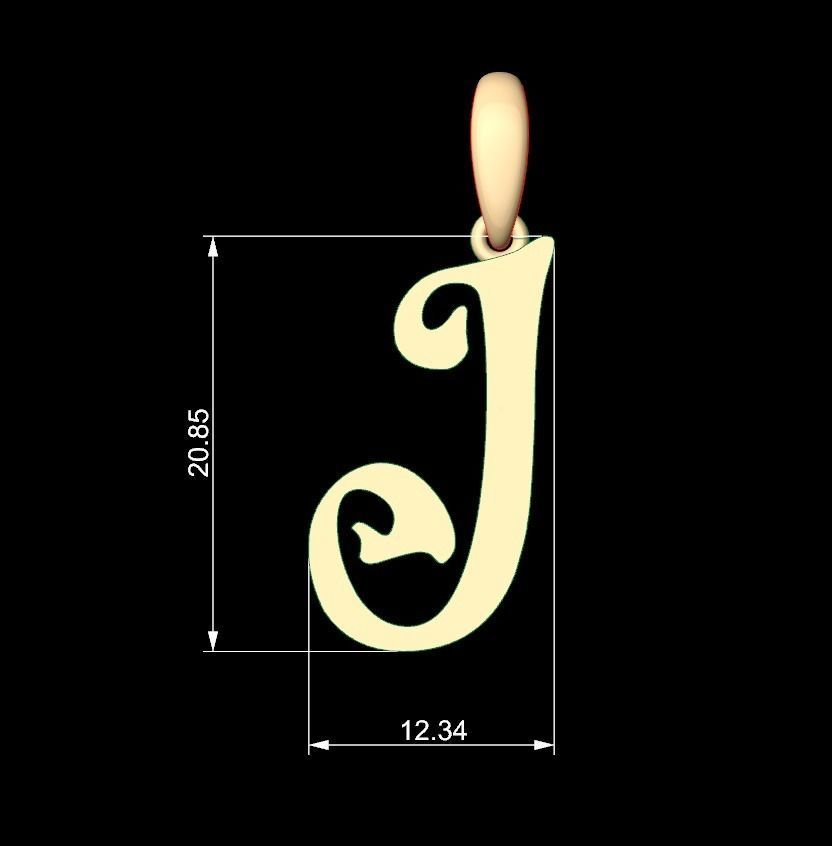 Initial Letters Pendant HalloWitch J 3D print model_4