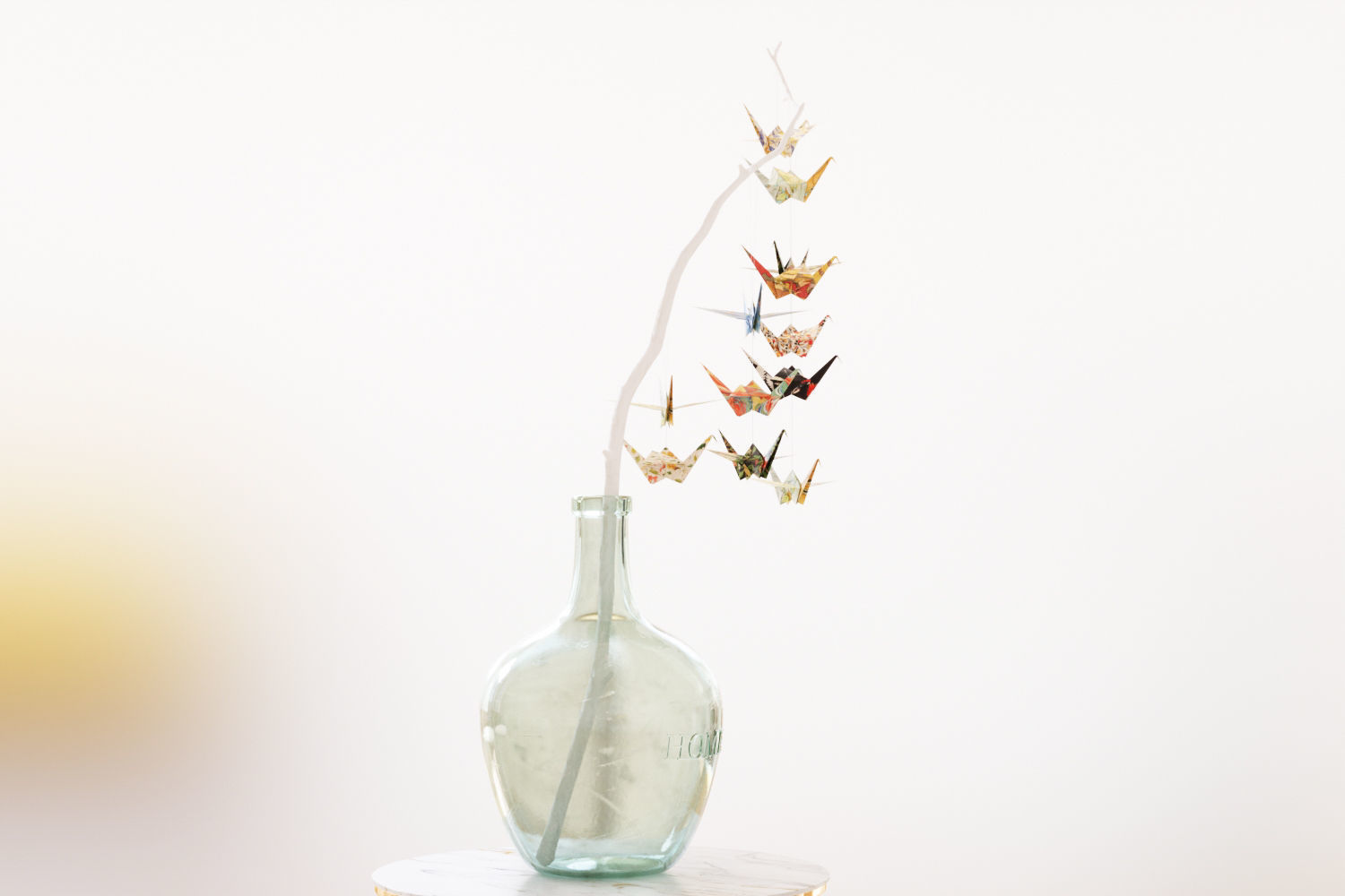 Large glass carboy with decorative origami birds 3D model_8