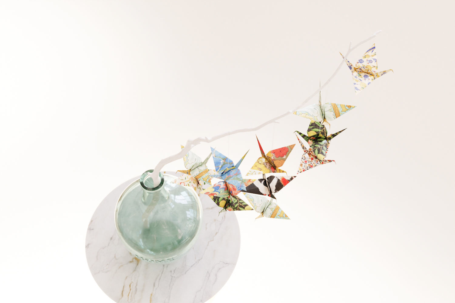 Large glass carboy with decorative origami birds 3D model_5