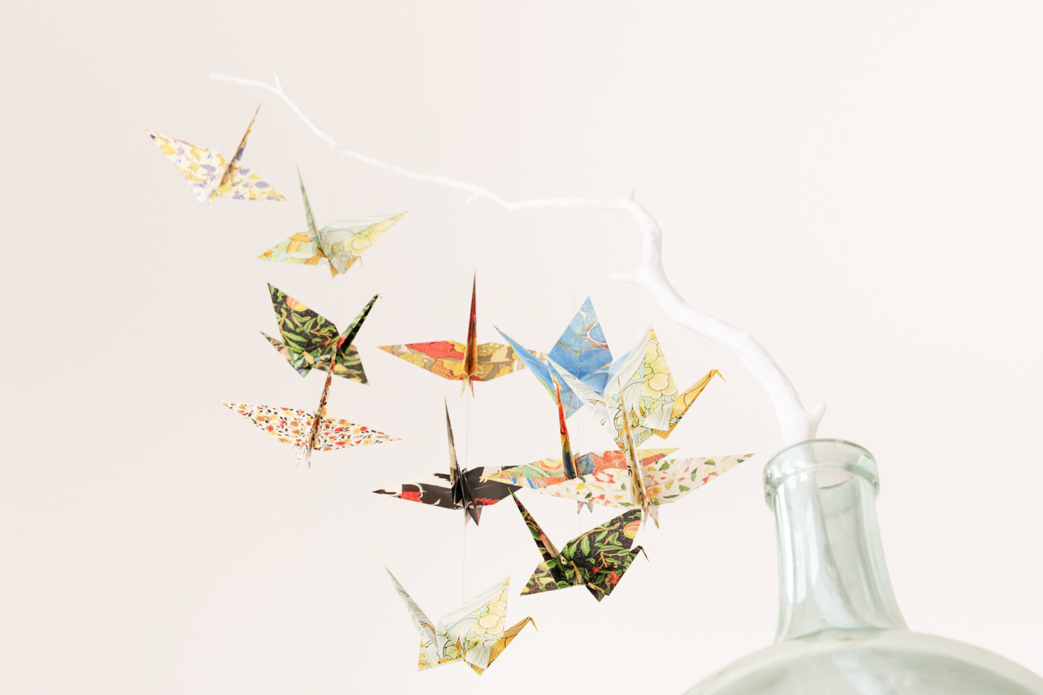 Large glass carboy with decorative origami birds 3D model_7