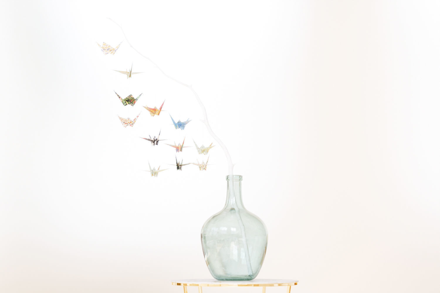 Large glass carboy with decorative origami birds 3D model_3