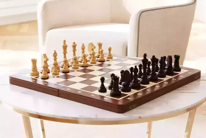 Classic wooden chess board
