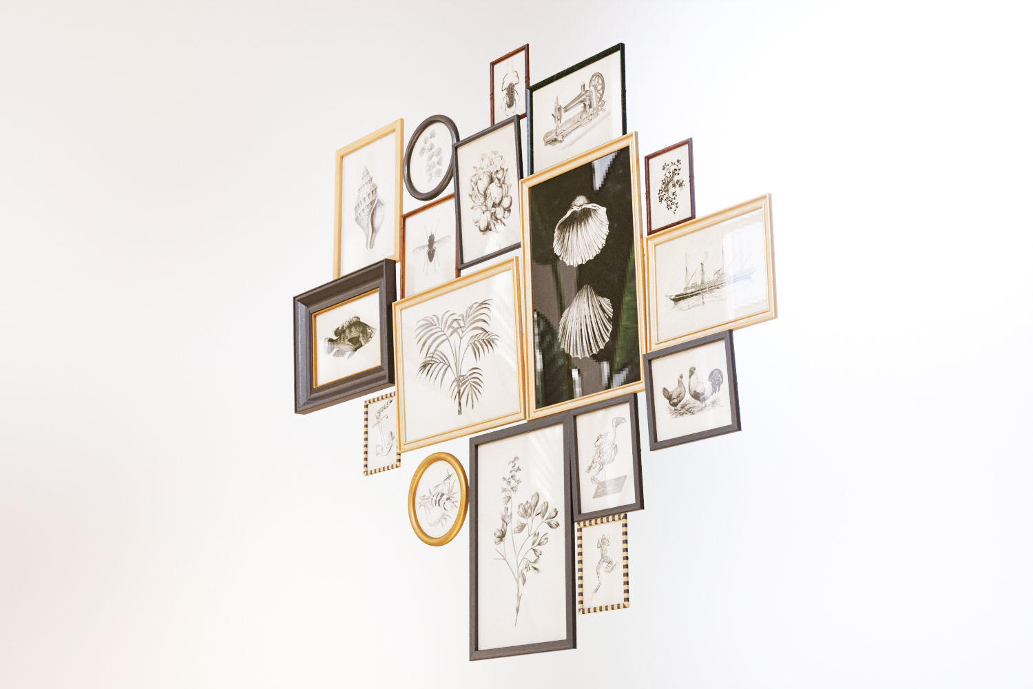 Picture frames on the wall 3D model_1