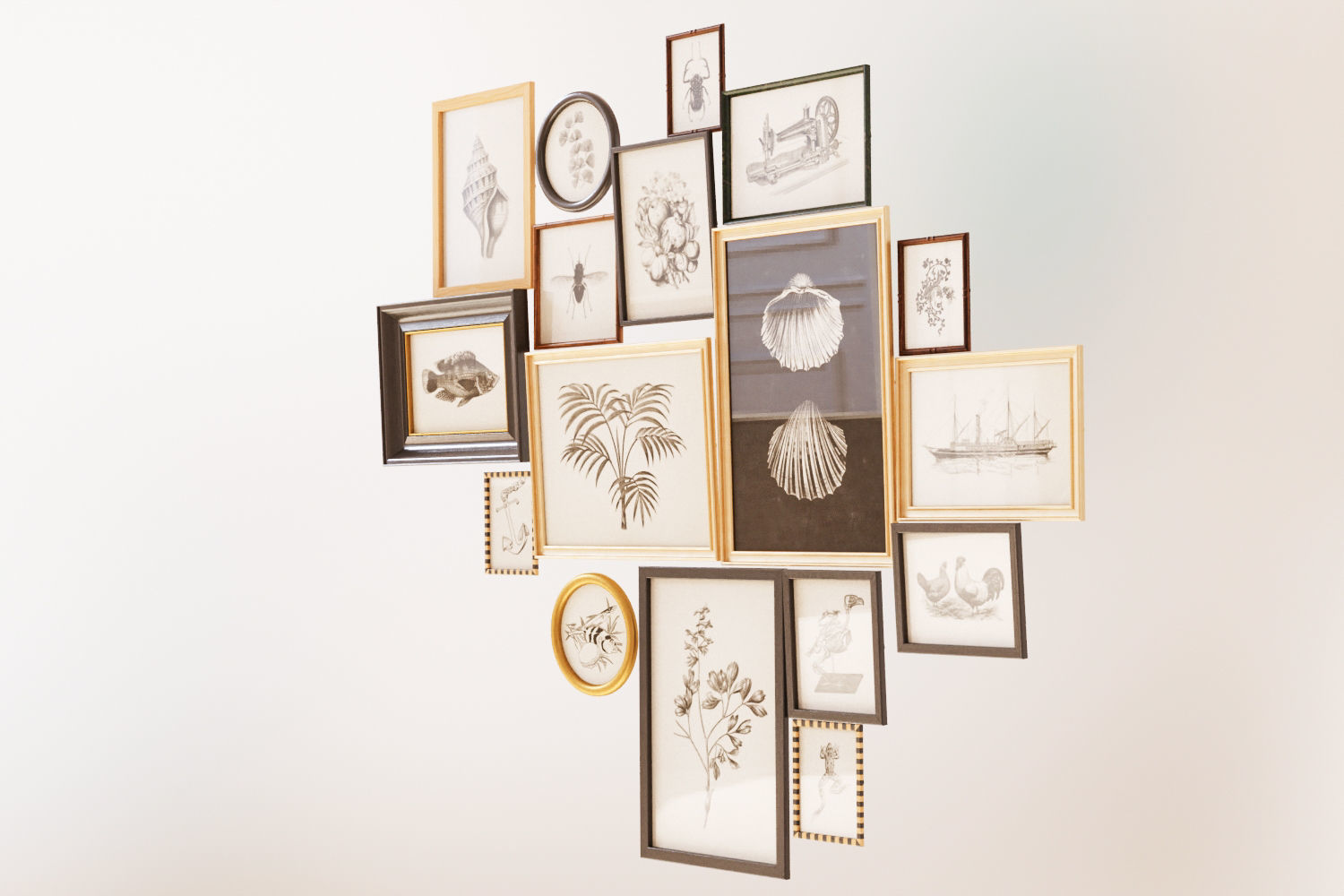 Picture frames on the wall 3D model_2