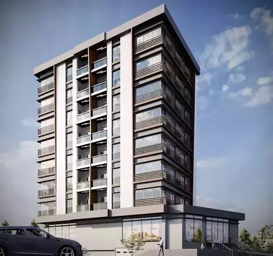 Residence V apartment building with car parked