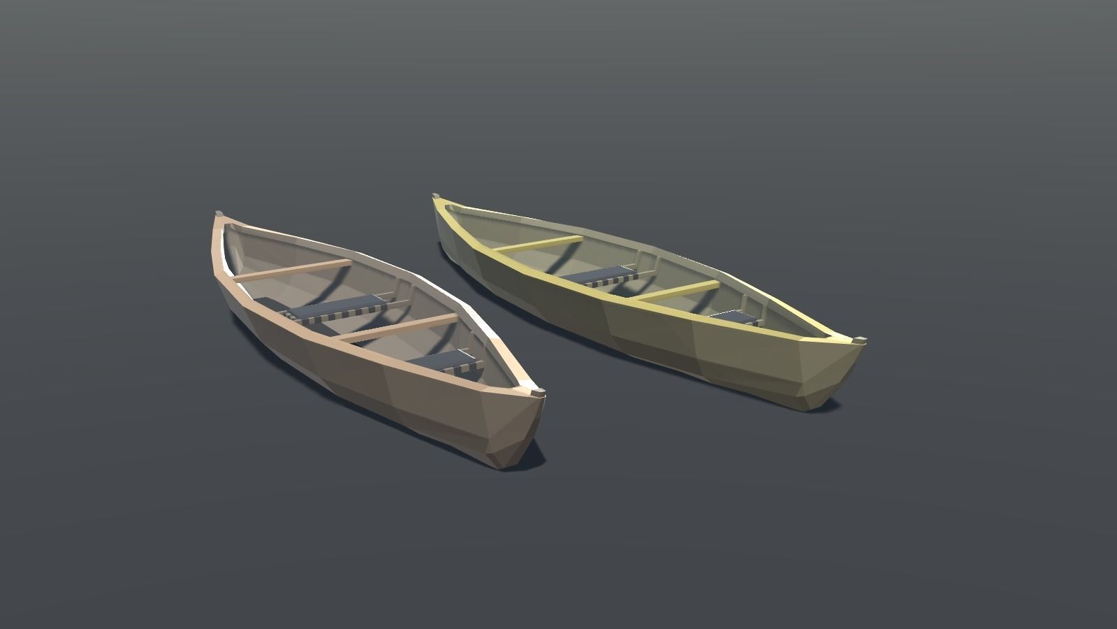 Canoe Low Poly pair of paddles Low-poly 3D model_1