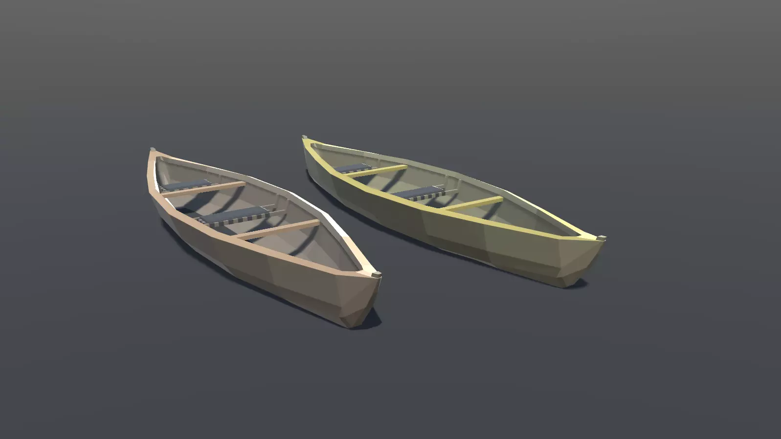 Canoe Low Poly pair of paddles Low-poly 3D model_0