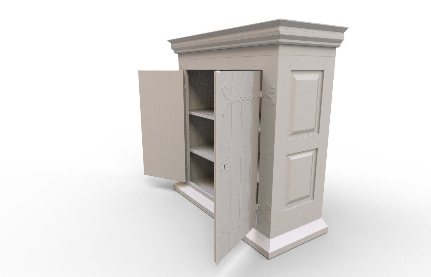 16th century basic cabinet Low-poly 3D model_37