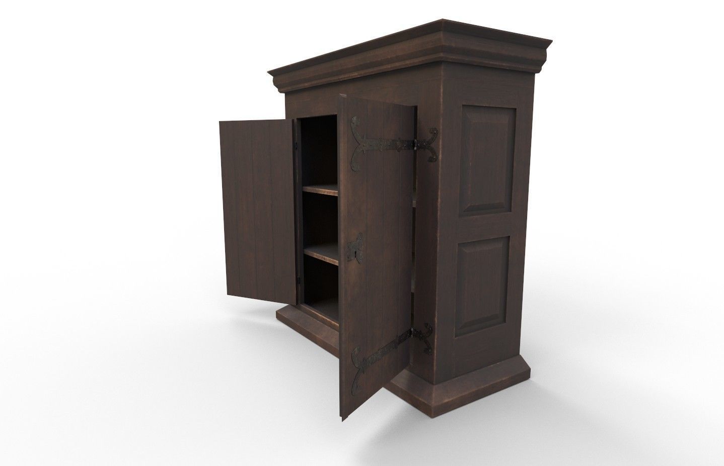 16th century basic cabinet Low-poly 3D model_1