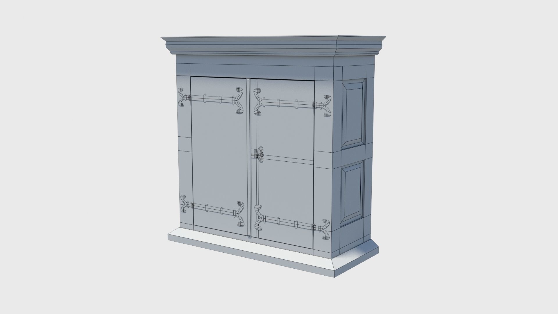 16th century basic cabinet Low-poly 3D model_21