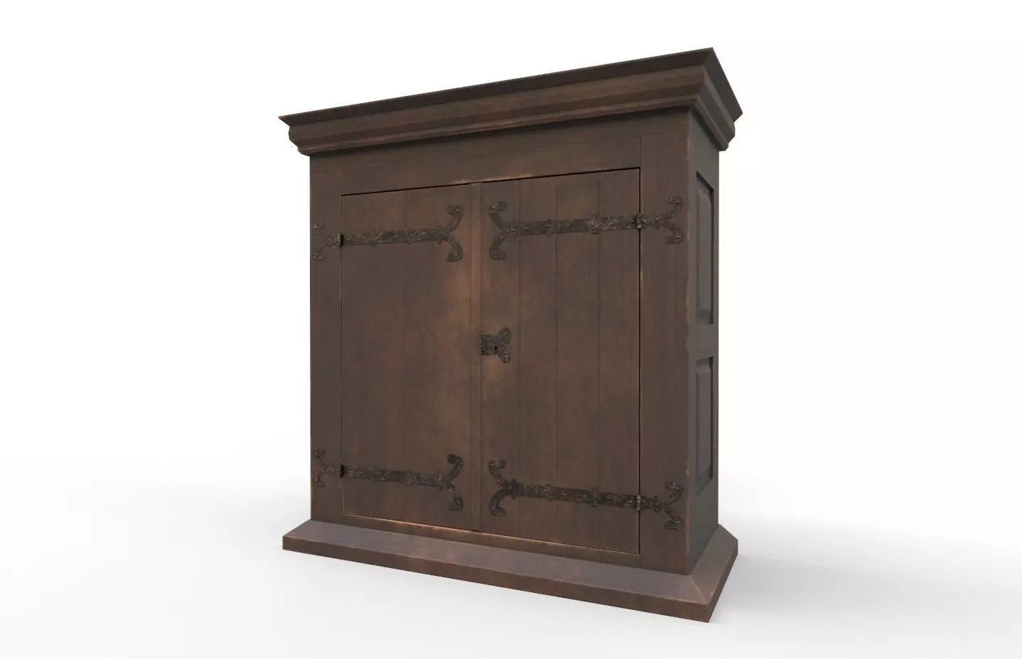 16th century basic cabinet Low-poly 3D model_0