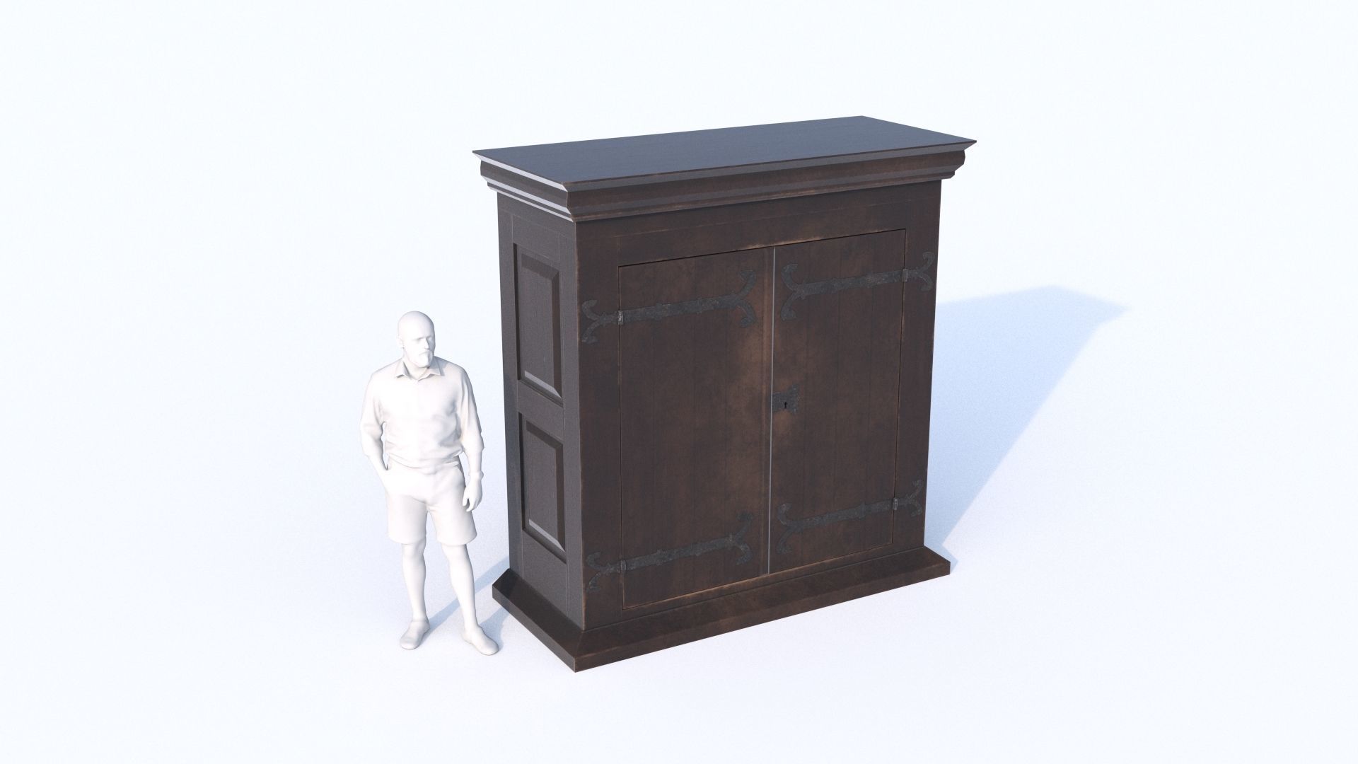16th century basic cabinet Low-poly 3D model_2