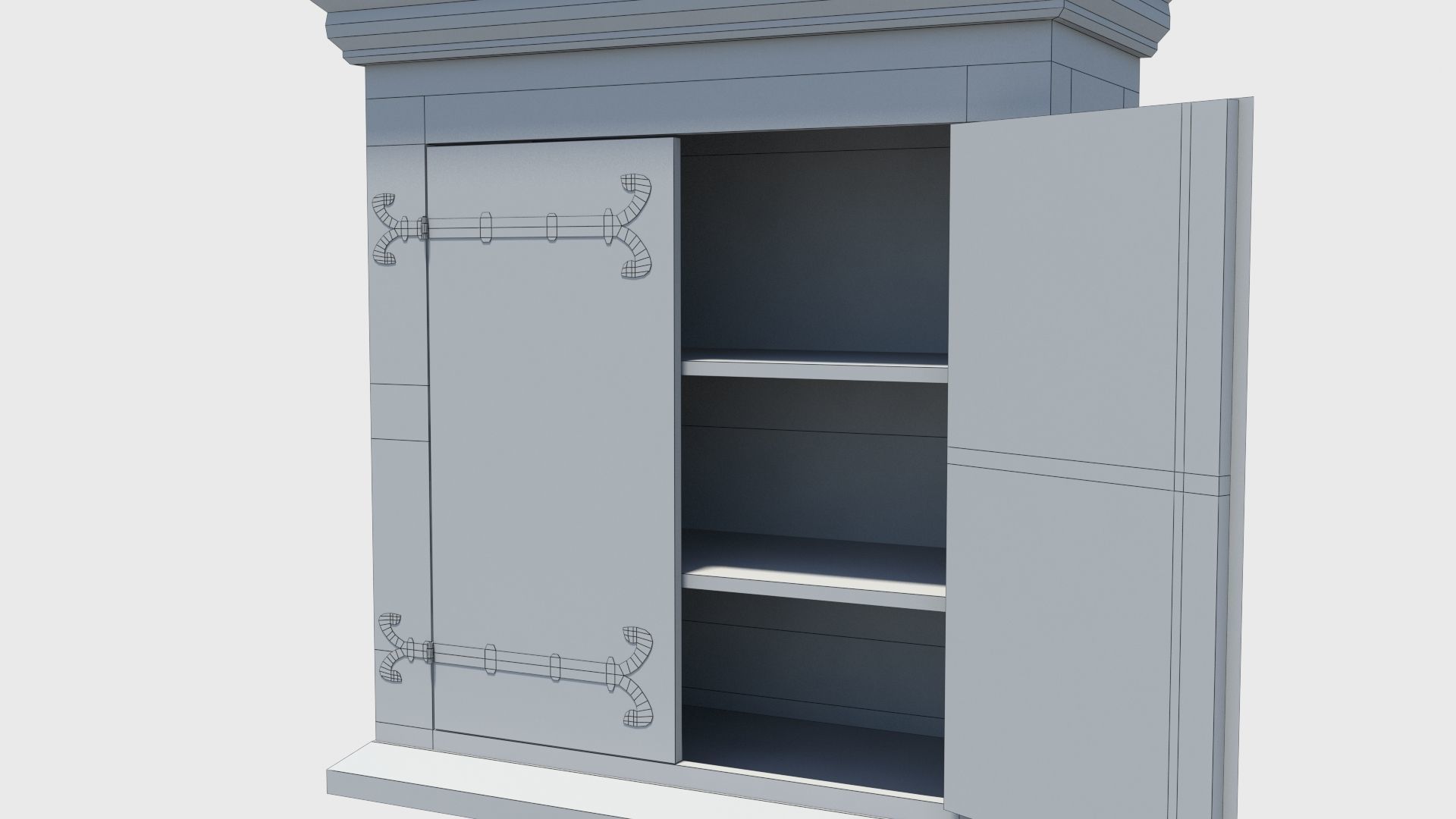 16th century basic cabinet Low-poly 3D model_27