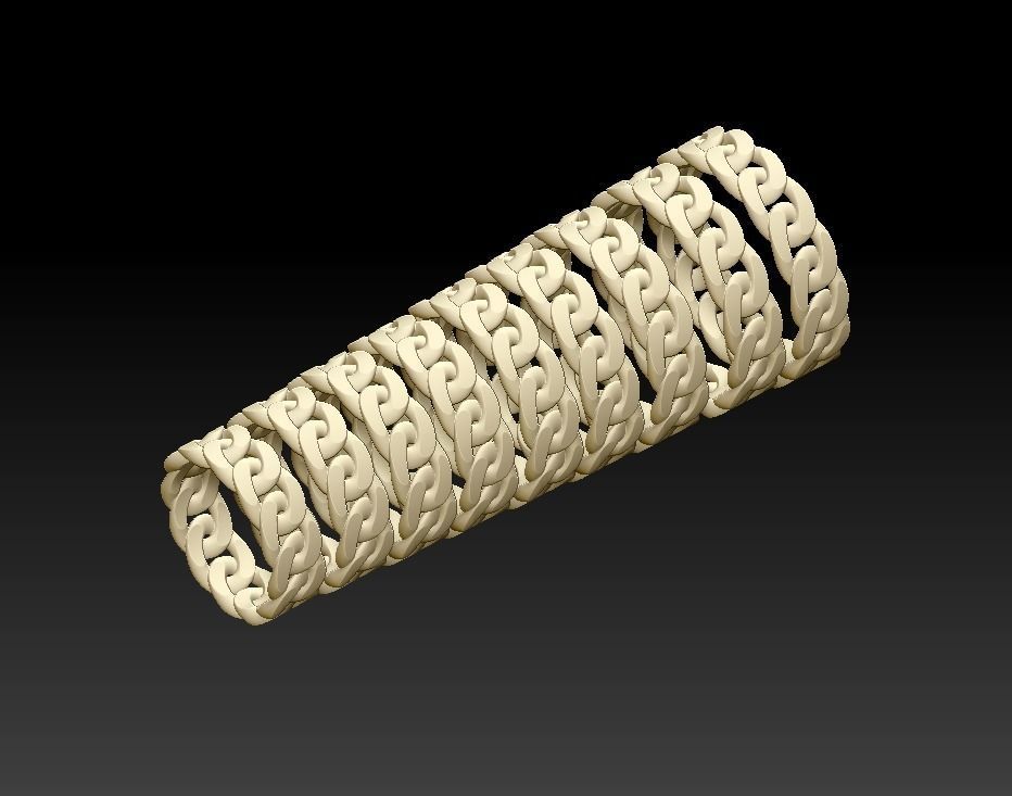Ring Cuban chain link wedding band 3D print model_13