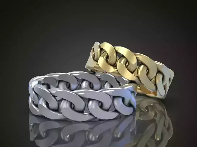 Ring Cuban chain link wedding band 3D print model