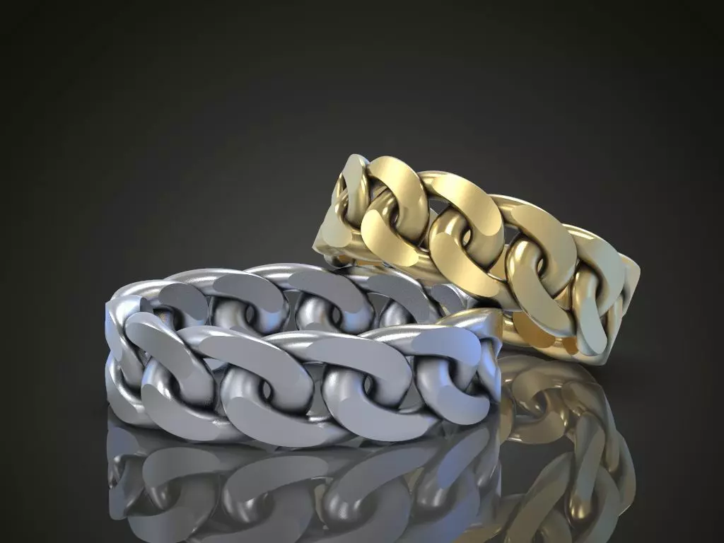 Ring Cuban chain link wedding band 3D print model_0
