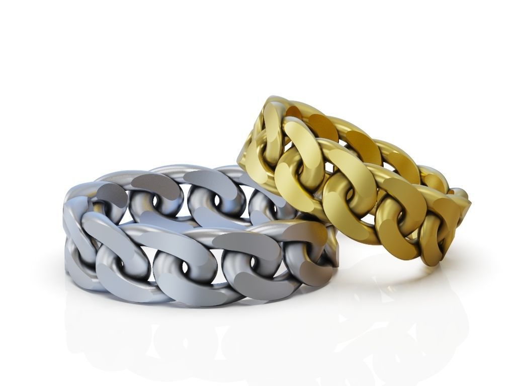 Ring Cuban chain link wedding band 3D print model_4