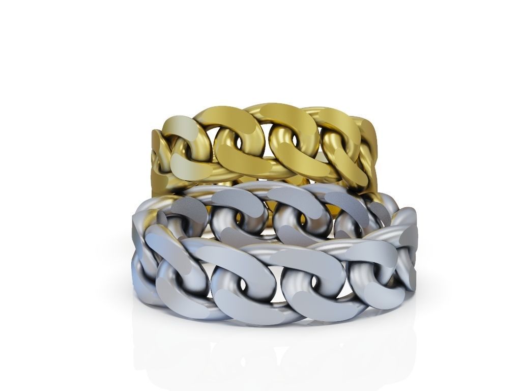 Ring Cuban chain link wedding band 3D print model_6