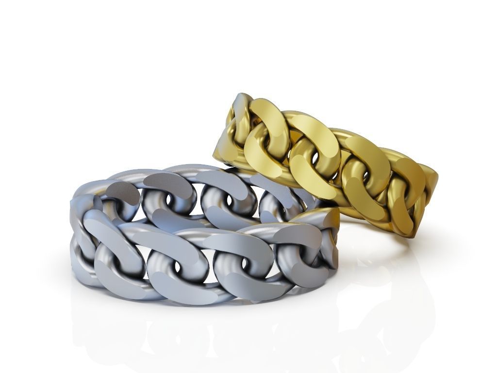 Ring Cuban chain link wedding band 3D print model_5