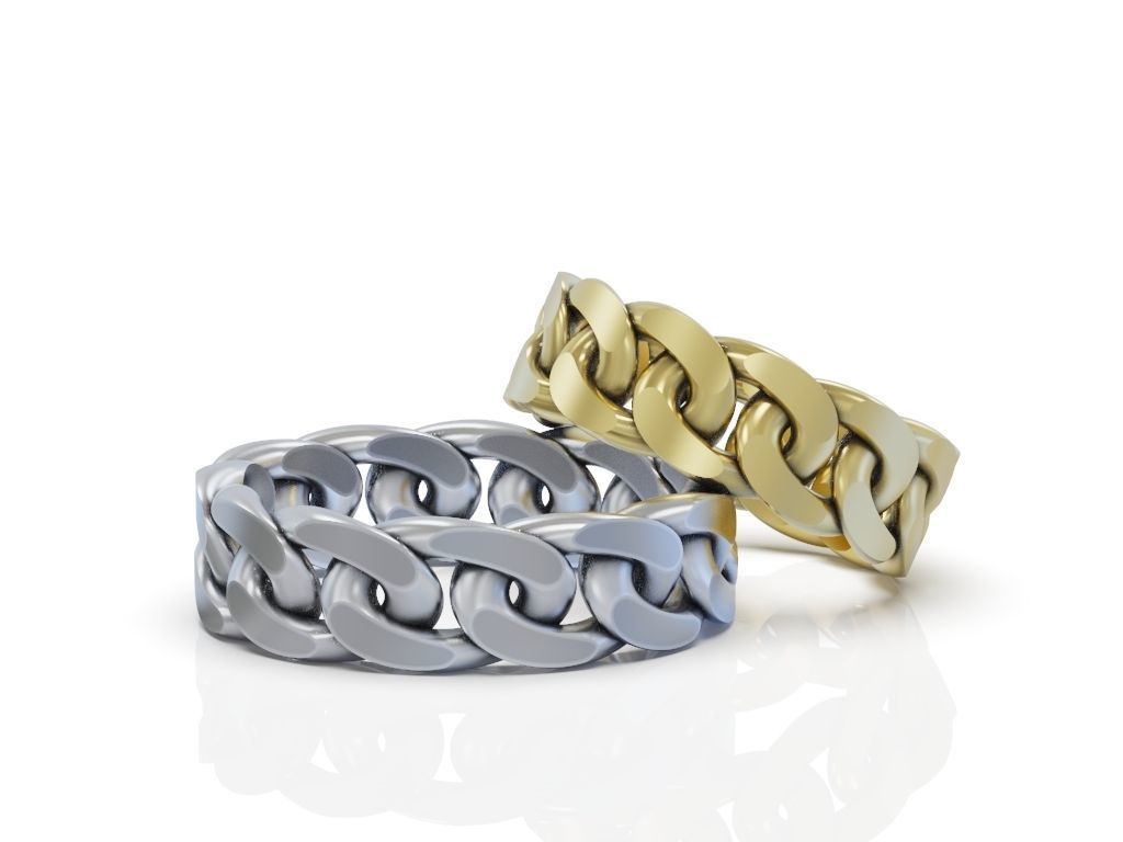 Ring Cuban chain link wedding band 3D print model_9
