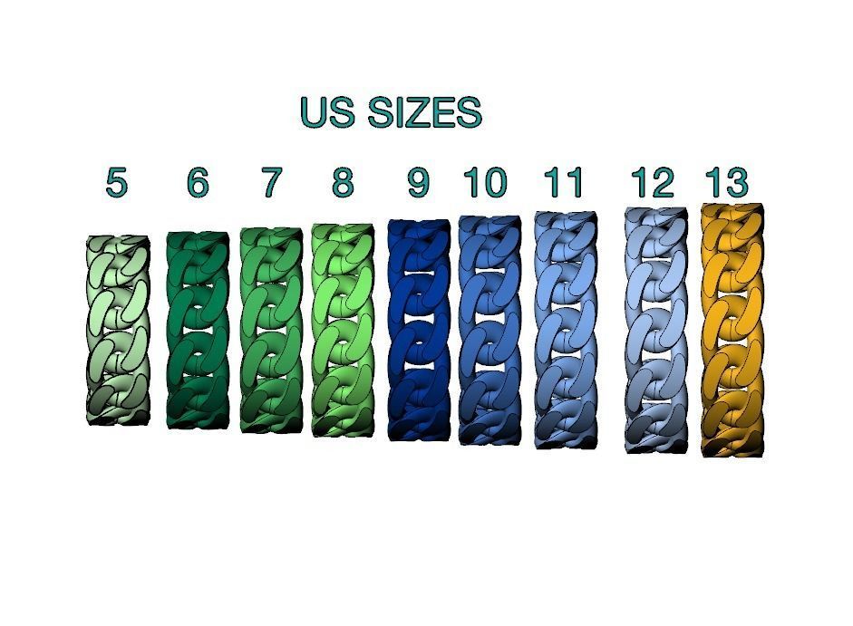 Ring Cuban chain link wedding band 3D print model_12