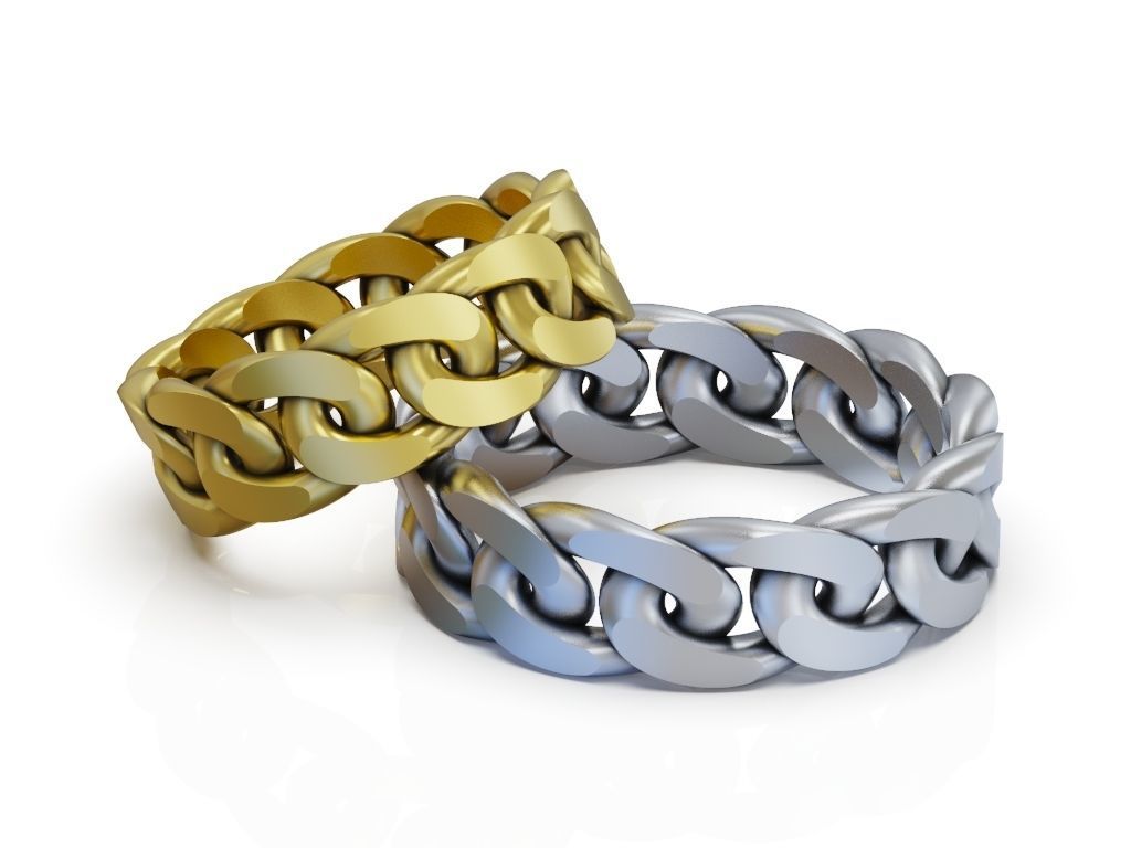 Ring Cuban chain link wedding band 3D print model_8