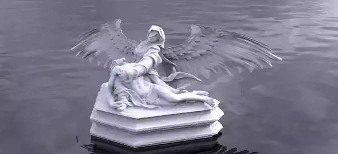 Angel statue with Jesus Improved 3D model
