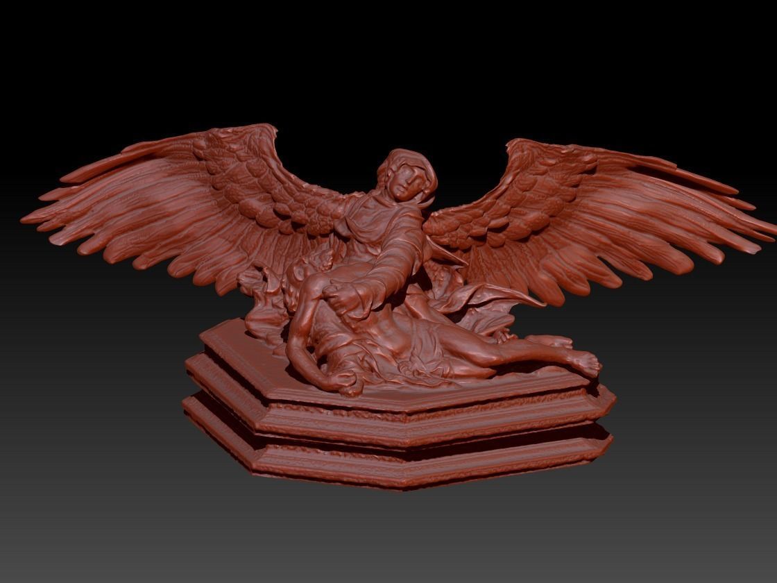 Angel statue with Jesus Improved 3D model_2