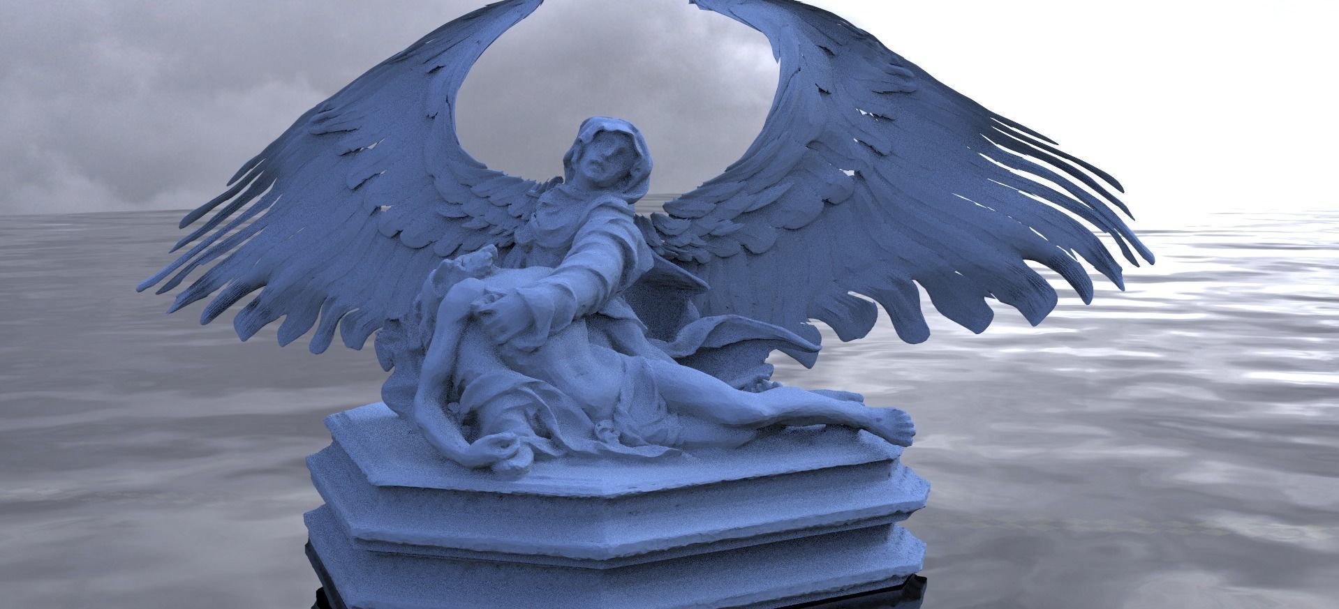 Angel statue with Jesus 3D model_1