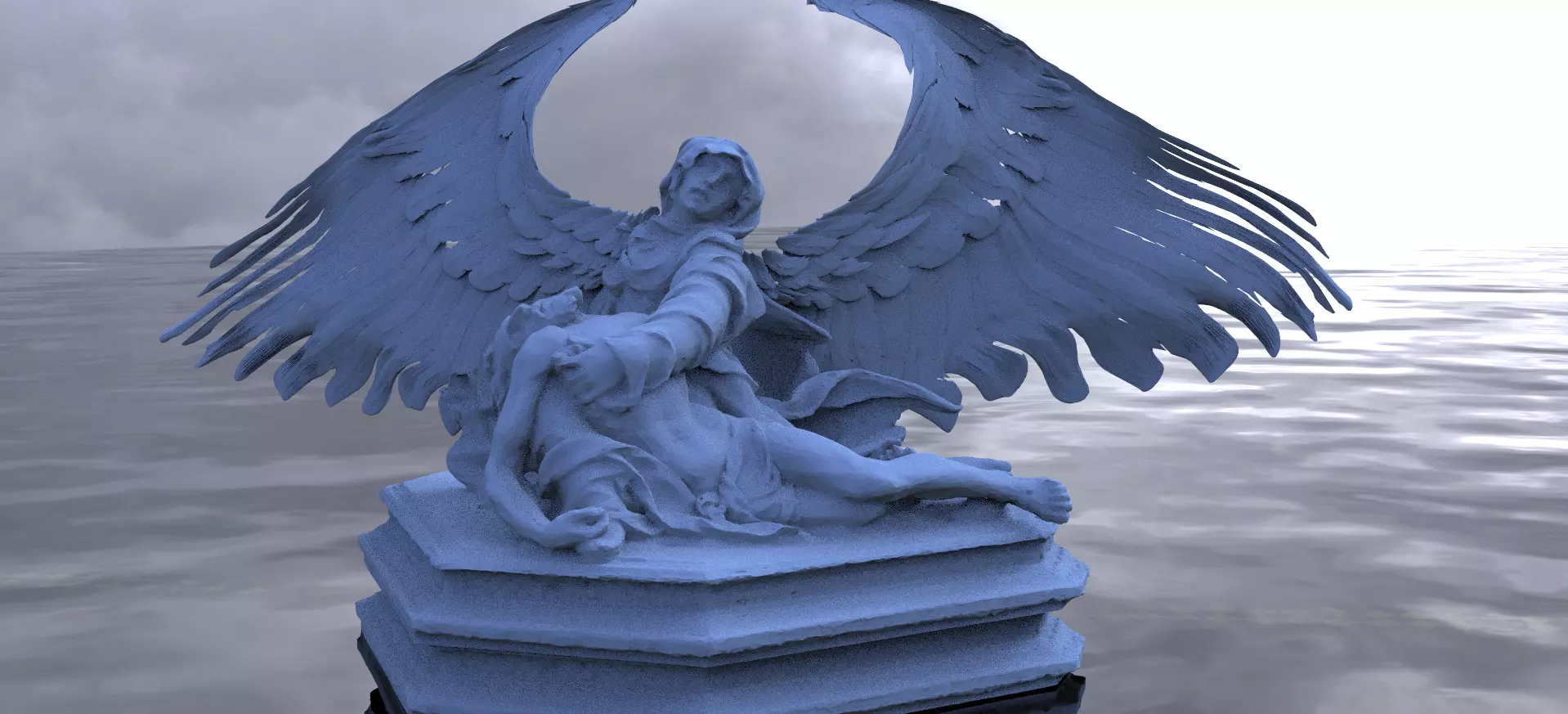 Angel statue with Jesus 3D model_0
