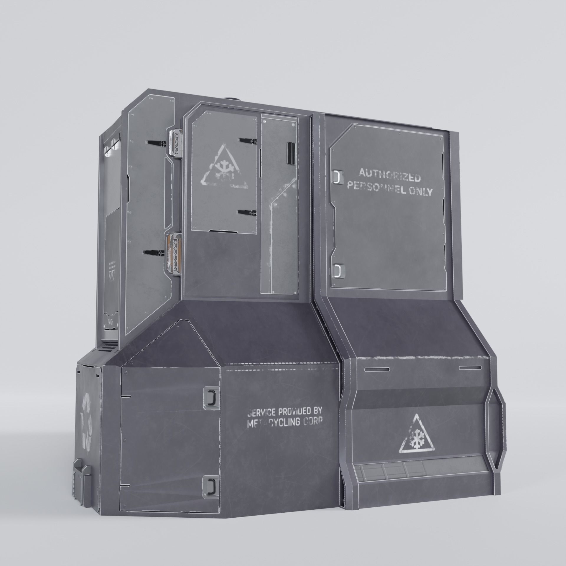 Cyberpunk City Assets - 02 The Recycling Station Low-poly 3D model_3